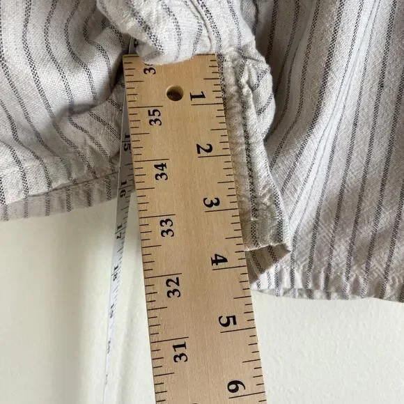 rag & bone Striped Shorts Size 30 Ivory Cream Linen Blend Paperbag High Waist - Picture 13 of 13